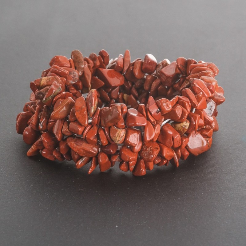 Armband aus rotem Jaspis „steinige Splitter“ auf Elastikband