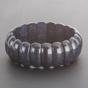 Armband aus Aventurin 'Blauer Sand Nacht von Kairo' mit elastischem Band, rechteckige Glieder 2,5 × 1 cm