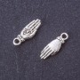 Anhänger Handfläche mit Rose, Metallfarbe Silber, Größe 18×6 mm, Verpackung 20 g, ca. 24 Stück