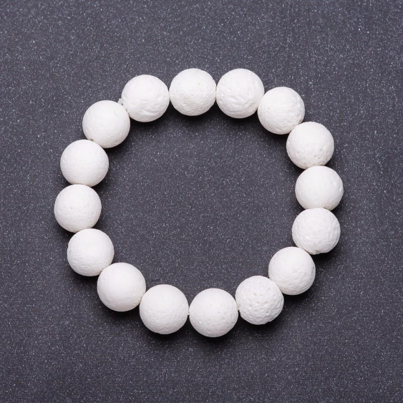 Armband aus weißer Schwammkoralle auf elastischer Schnur, Perlen-Durchmesser 12 mm, Länge 18 cm