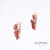 Xuping Ohrringe mit roten Steinen, Vergoldung 18K, Länge 1,5 cm, Dicke 6 mm