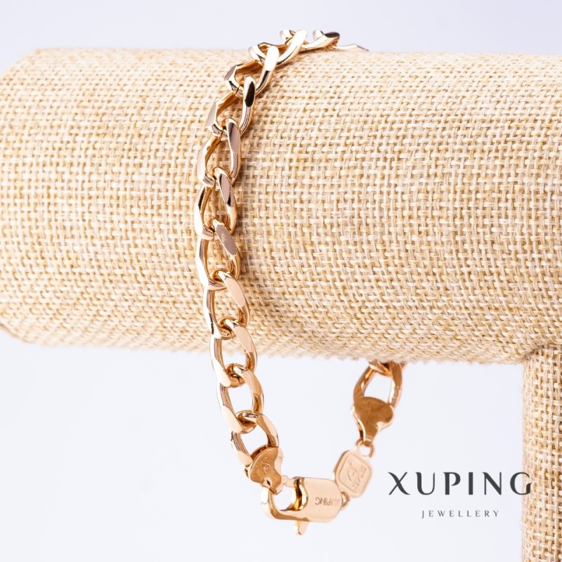 Xuping-Armband mit Panzerkettengliederung, Länge 21 cm, Dicke 8,5 mm, Farbe Gold