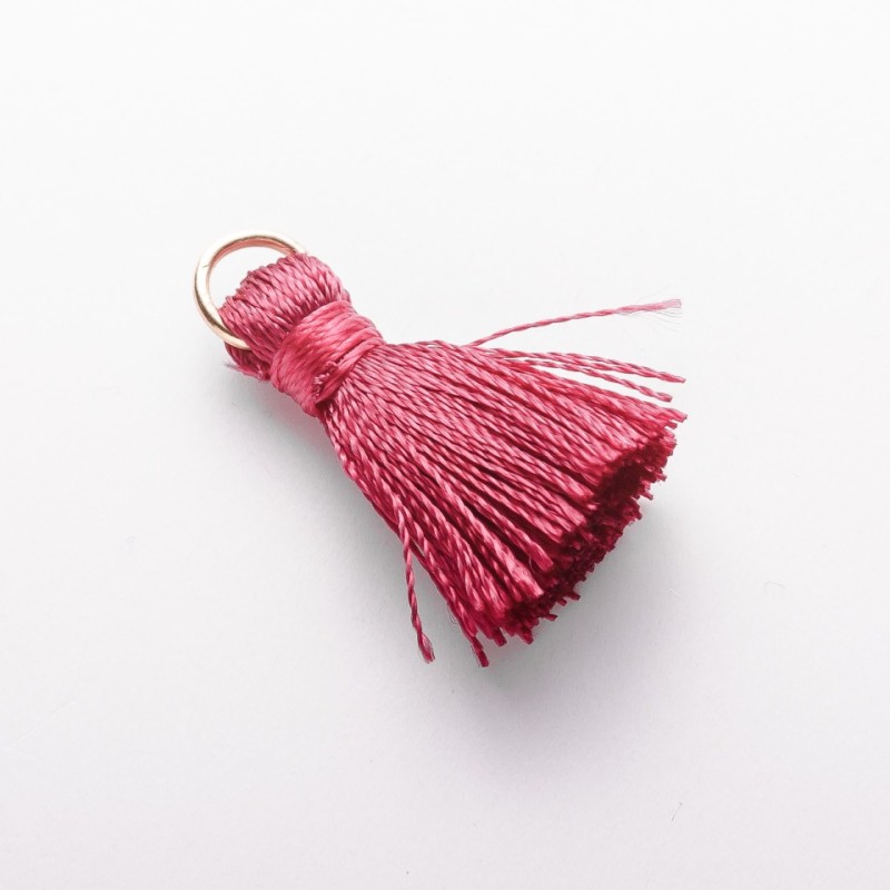 Rohling für Handarbeiten: Miniatur-Pinsel mit Ring 'Seide', Farbe Marsala, Länge 2 cm, Durchmesser 5 mm, Preis pro Stück