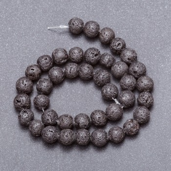 Lavaperlen aus Naturstein auf Schnur, Durchmesser ca. 10 mm, Länge 37 cm