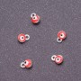 Schmuckzubehör Anhänger 'Augen', Durchmesser 4 mm, Länge 6 mm, rot emailliert, graues Metall, 14 Stück