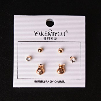 (5 mm) Ohrringe Geldbeutel-Kugeln mit Strass Gold