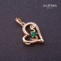 Anhänger Xuping Love mit grünem Stein, Farbe Gold, 27×16 mm