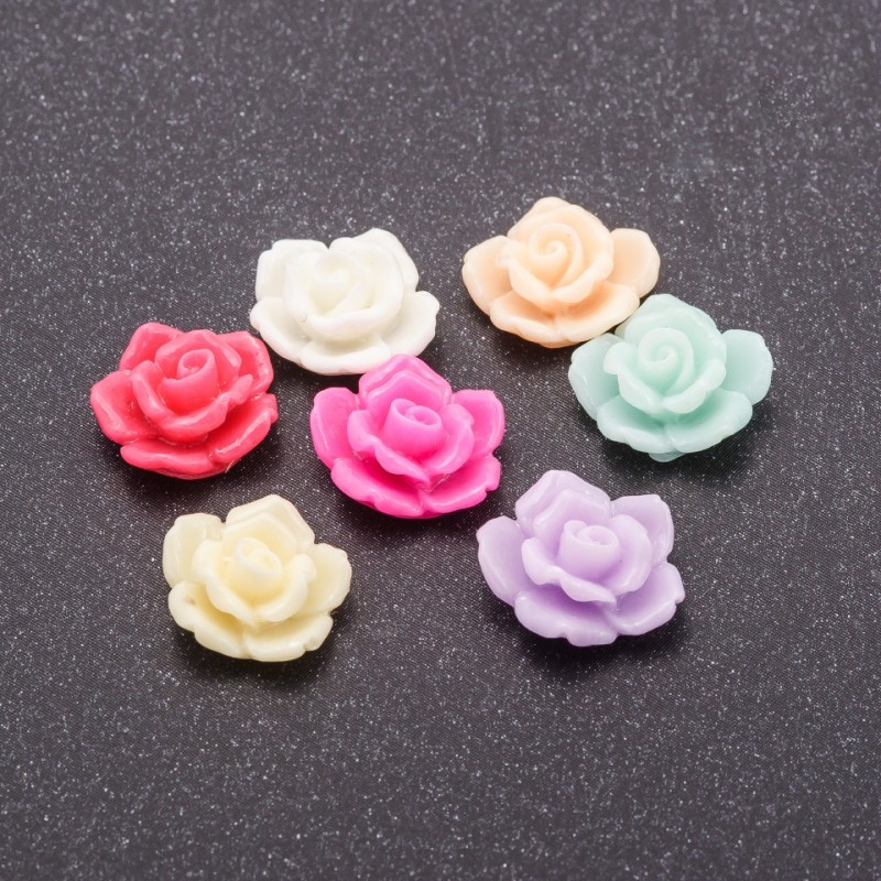 Cabochons Rosa assortiert, Ø 12 mm, ohne Loch, facettiert, 24 Stück
