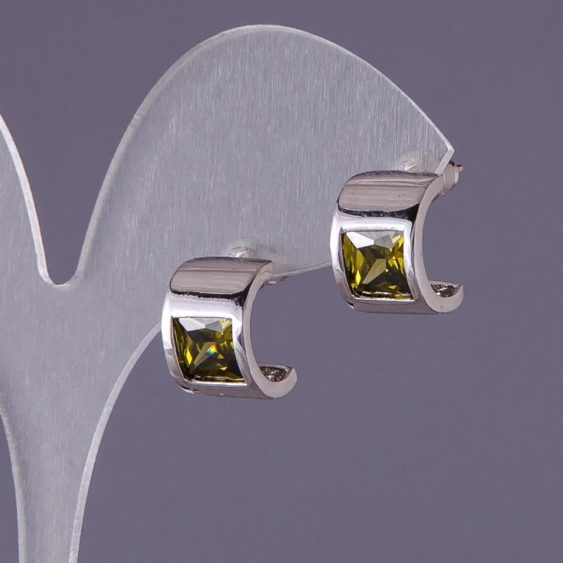 Ohrringe mit grünen Kristallen 13×9 mm