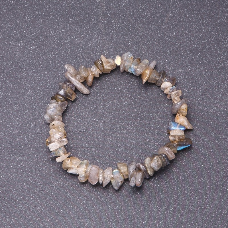 Armband aus natürlichem Labradorit-Chips, Durchmesser 7 mm, auf Elastikband