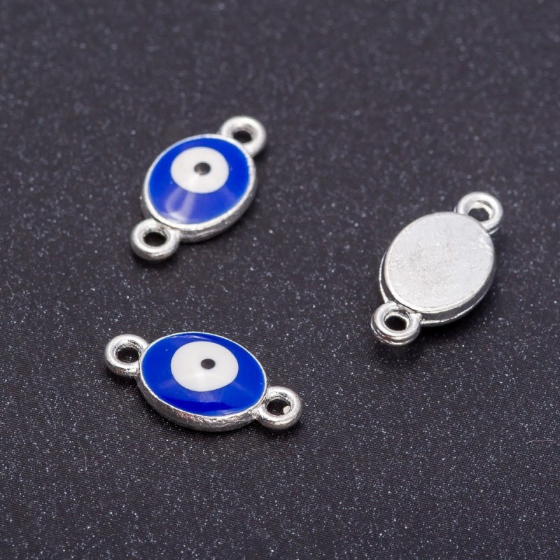 Konnektor Schmuckzubehör „Auge“ Silber, Durchmesser 8 mm, Länge 16 mm, 7 Stück