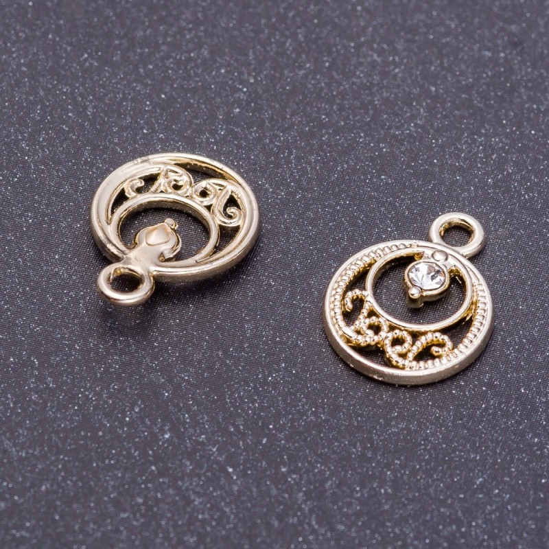 Schmuckzubehör Anhänger „Osten“ Zitronen-Silber, Ø 13 mm, Länge 17 mm, Loch Ø 3 mm, 7 Stück