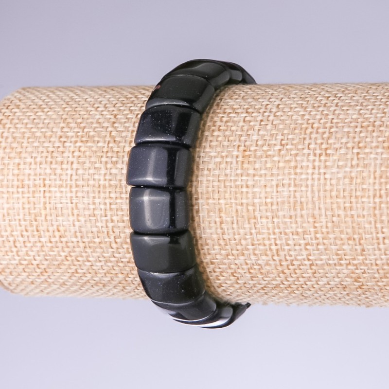 Aventurin-Armband „Blauer Sand Nacht von Kairo“, Glieder 15×11 mm, auf elastischem Band