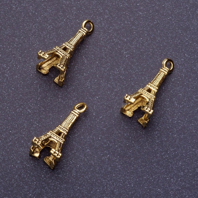 Anhänger Schmuckzubehör Eiffelturm L0 mm Ø1,5 mm Ø2-8 mm, Farbe Altgold, Verpackung 20 g + - 23 Stück