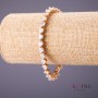 Xuping-Armband mit weißen Steinen in Herzform, Länge 18–20 cm, Dicke 6,5 mm, Goldfarbe