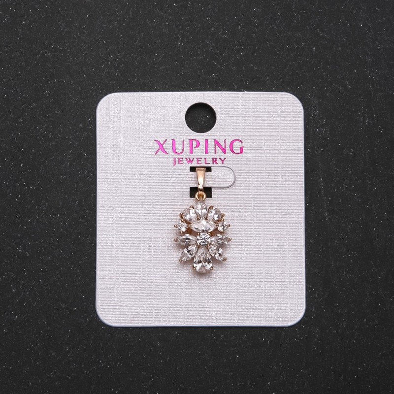 Xuping-Anhänger mit weißen Steinen, Durchmesser 18 × 13 mm, Länge 2,3 cm, Goldfarbe