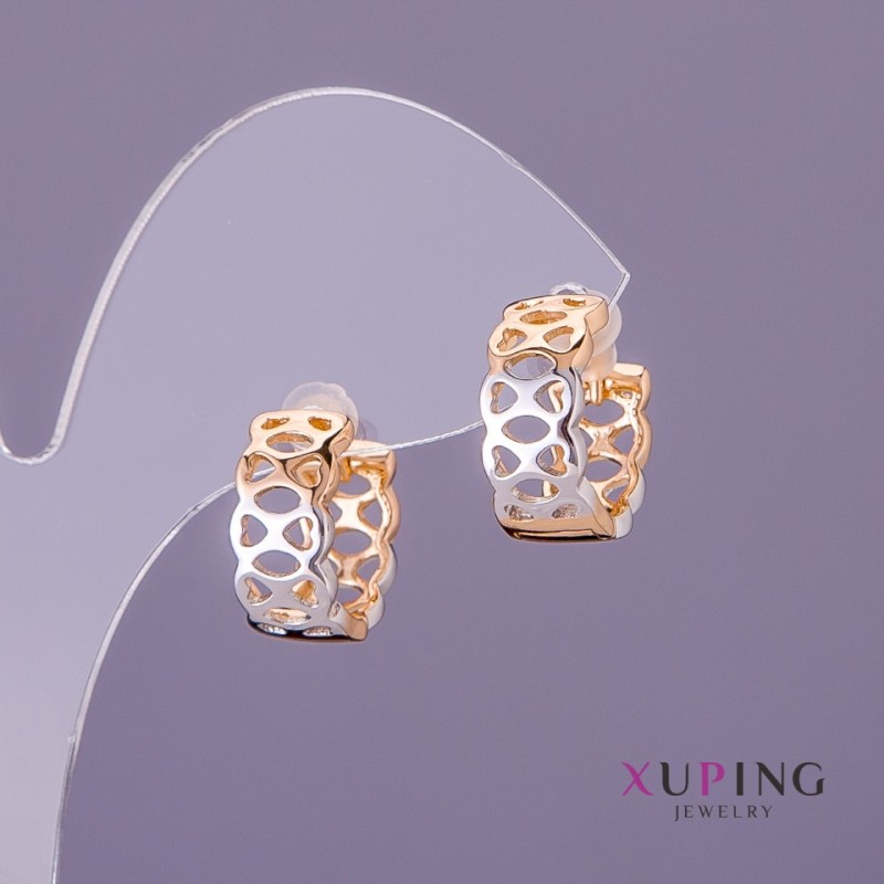 Xuping Ohrringe, Durchmesser 7 mm, Länge 15 mm, Farbe Gold/Silber