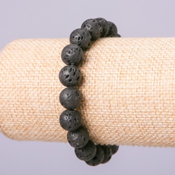 Armband aus Lavastein, Kugeln Ø 10 mm, Länge 18 cm, auf Elastikband