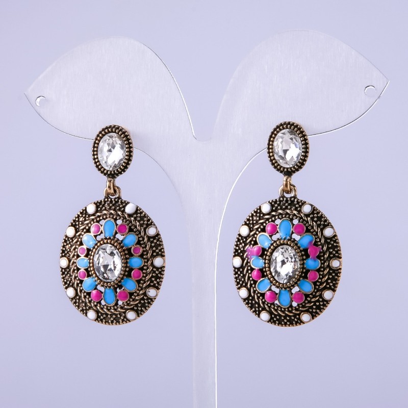 Ohrringe „Miroslava“ blau emailliert 42 × 24 mm