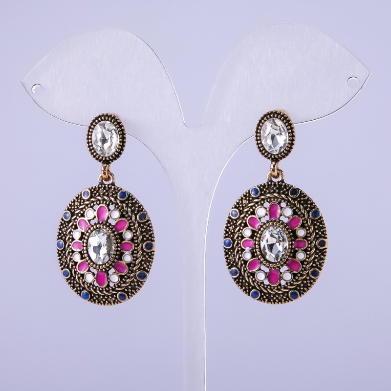 Ohrringe „Miroslava“ rosa Emaille 42 × 24 mm