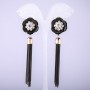 Ohrringe mit Quasten – Schwarze Blüte aus Ketten, Länge 90 mm