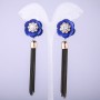 Ohrringe Kytytsi Blaue Blume mit Ketten, Länge 90 mm