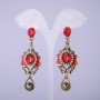Ohrringe im orientalischen Stil mit roten Kristallen, Länge 65 mm