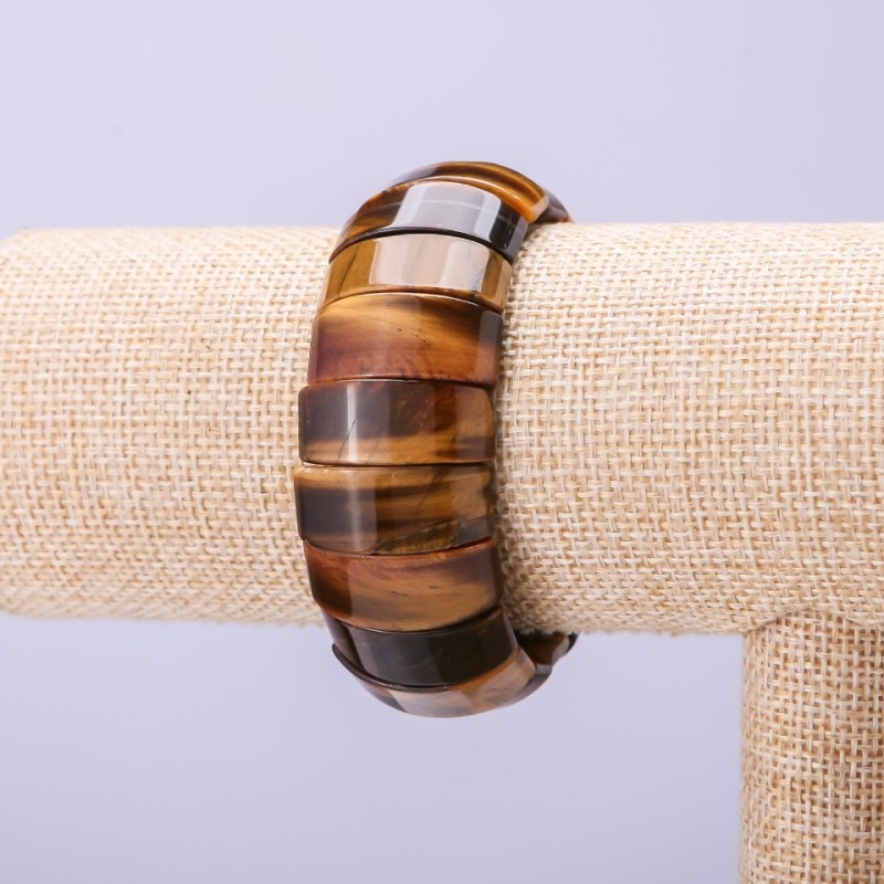 Armband aus Tigerauge (Naturstein), Glied 25 × 11 mm, auf Elastikband