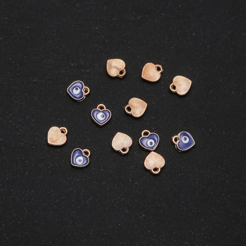 Anhänger Herzchen 'Augen' Emaille 7×8 mm, Verpackung 12 Stück