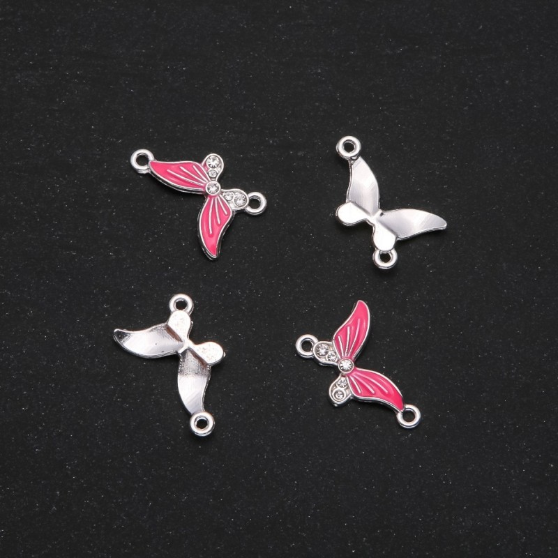 Konnektor Schmetterling, Himbeer-Emaille, 24×12 mm, Ausführung: 4 Stück