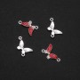 Schmuckkonnektor Schmetterling mit roter Emaille, 24×12 mm, Verpackung 4 Stück