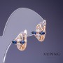 Xuping Ohrringe mit weißen und blauen Steinen 14×13 mm, 18K-Vergoldung