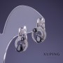 Ohrringe Xuping 20×12 mm Rhodiumbeschichtung mit schwarzem Stein