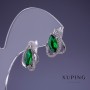Xuping Ohrringe mit grünem Zirkon, Smaragdgrün, 12×16 mm, Rhodiumbeschichtung