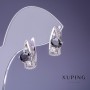 Xuping Ohrringe 17 × 8 mm rhodiumbeschichtet mit schwarzem Stein