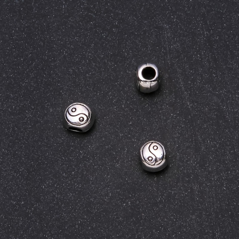 Pandora-Perle Yin-Yang 10×8 mm, Durchmesser 4 mm, Verpackung 20 g ± 10 Stück