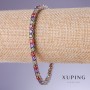 Xuping Armband mit bunten Zirkonien, Breite 4 mm, Länge 18–20 cm, Rhodium-Beschichtung 18K