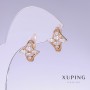 Ohrringe Xuping mit weißem Zirkon, Länge 14 mm, Dicke 13 mm, 18K-Vergoldung