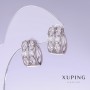 Xuping Ohrringe mit weißen Zirkonen, Länge 15 mm, Dicke 9 mm, rhodiniert