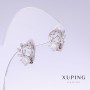 Ohrringe Xuping mit weißen Zirkonen, Länge 14 mm, Dicke 10 mm, Rhodiumbeschichtung