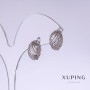 Xuping Ohrringe, Länge 17 mm, Dicke 9 mm, Rhodiumbeschichtung mit weißen Kristallen