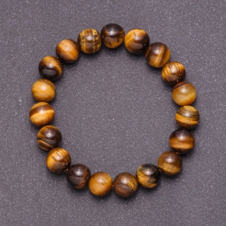 Armband aus Tigerauge, Naturstein, auf elastischem Gummiband, Perlen Ø 12 mm, Umfang 18 cm