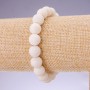 Armband aus natürlicher weißer Schwammkoralle, glatte Kugeln, Durchmesser 10 mm, auf elastischem Gummiband, Länge 18 cm