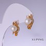 Ohrringe Xuping mit weißen Mallorca-Perlen «Mallorca» 17×10 mm Vergoldung 18K