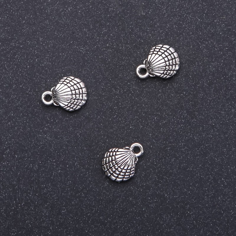 Anhänger Muschel, Ø 10 mm, Länge ca. 13 mm, Ø 1,5 mm Bohrung, Verpackung 20 g, 18 Stück (+ -)