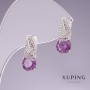 Xuping Ohrringe mit violetten Zirkonen, 17 × 7 mm, Rhodiumbeschichtung