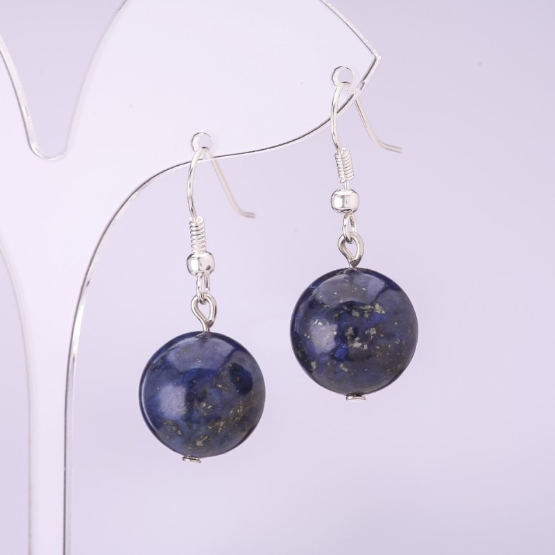 Ohrringe aus Lapislazuli – glatte Kugel, Durchmesser 12 mm