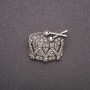 Brosche Trommel mit Strass, Grau-Metall 32×26 mm