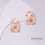 Ohrringe Xuping mit weißen Strasssteinen, Durchmesser 7 mm, Länge 14 mm, 18K-Vergoldung