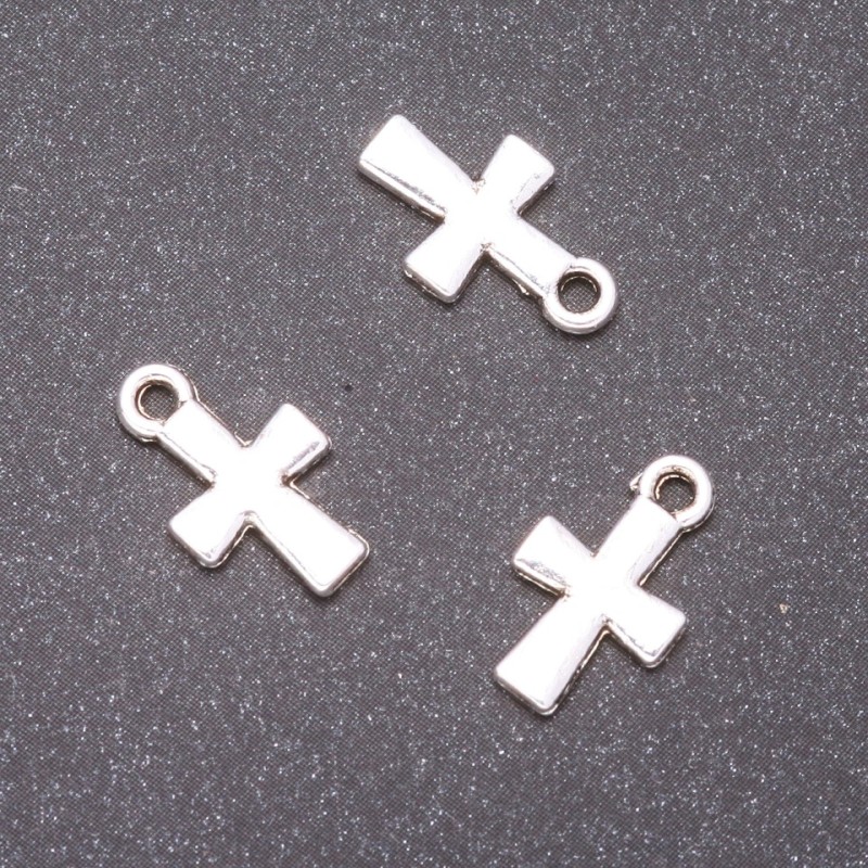 Kreuzanhänger, Maße 14 × 9 mm, Lochdurchmesser 1,5 mm, Verpackung 20 g ± 41 Stück
